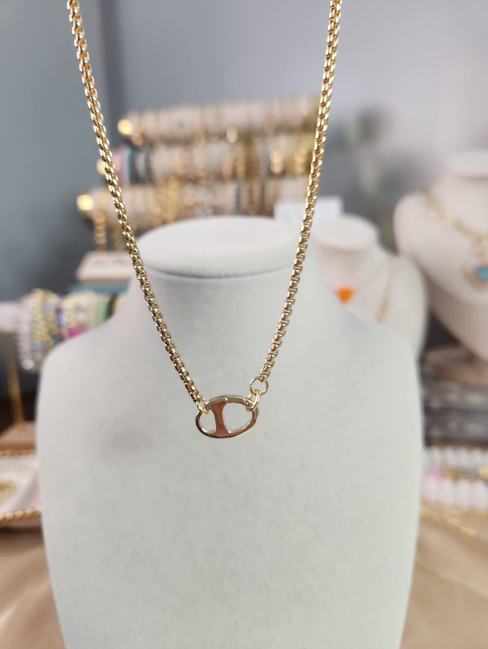 14k Gold Plated Charm Holder Necklace